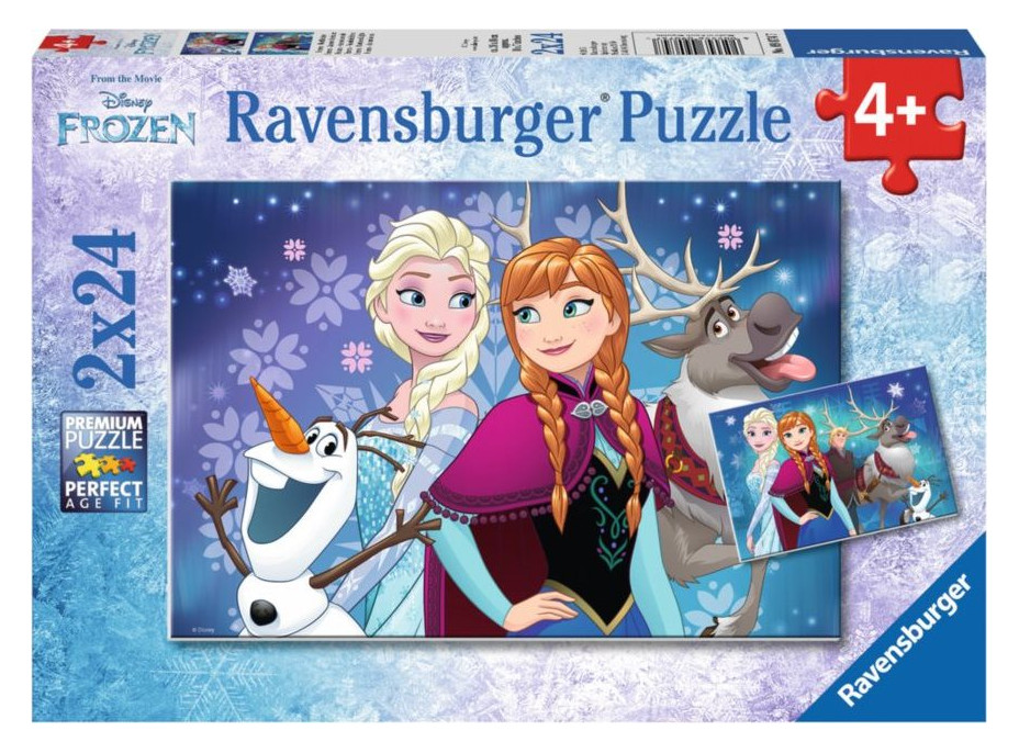 RAVENSBURGER Puzzle Ledové království: Světla severu 2x24 dílků