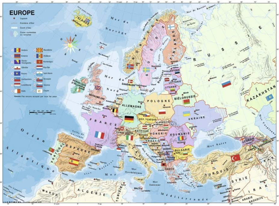 RAVENSBURGER Puzzle Mapa Evropy XXL (francouzsky) 200 dílků