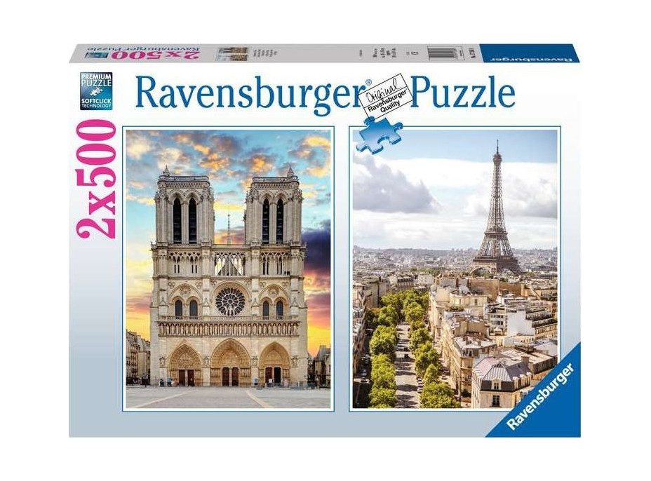 RAVENSBURGER Puzzle Návštěva Paříže 2x500 dílků