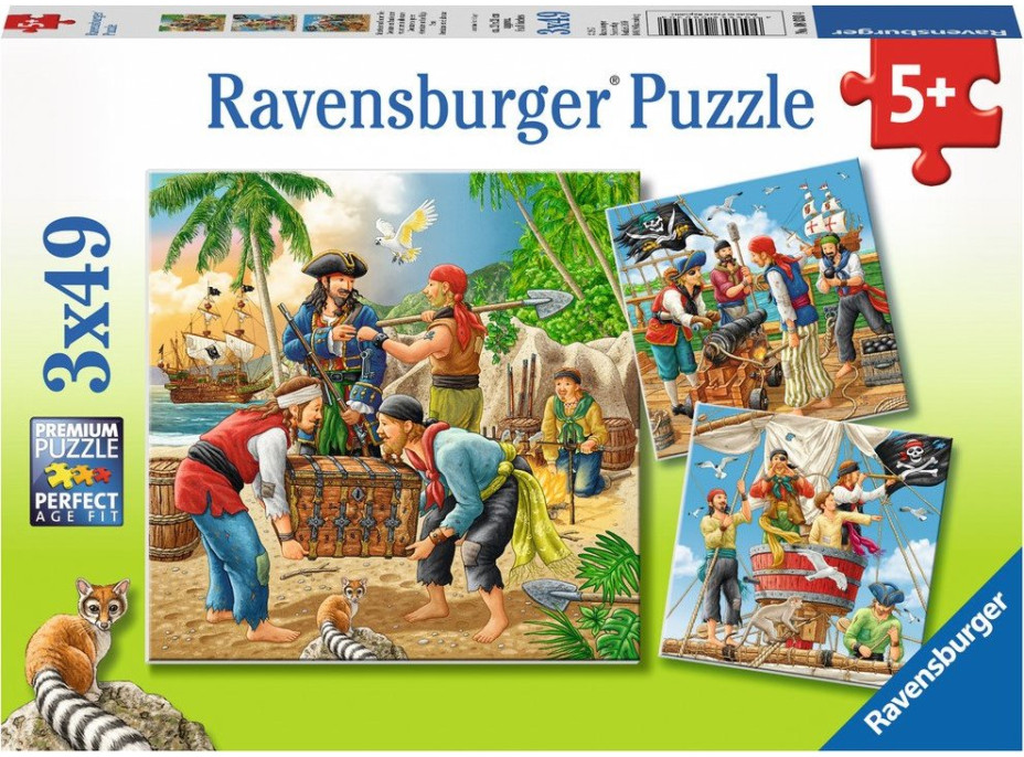 RAVENSBURGER Puzzle Pirátská dobrodružství 3x49 dílků