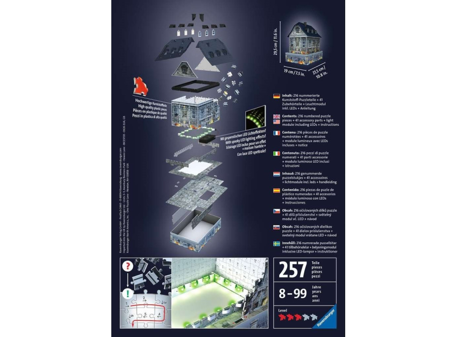 RAVENSBURGER Svítící 3D puzzle Noční edice Strašidelný dům 257 dílků