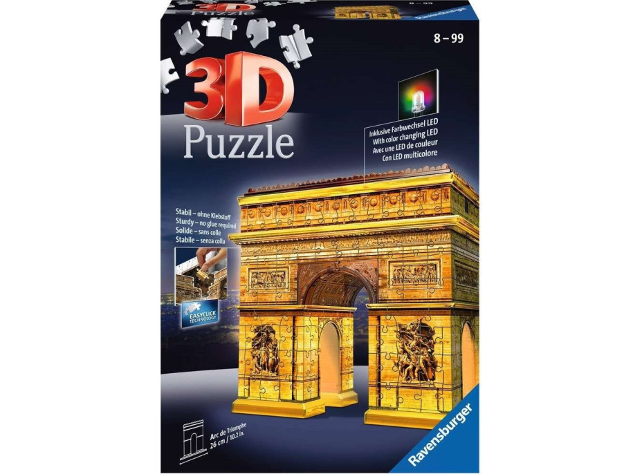 RAVENSBURGER Svítící 3D puzzle Noční edice Vítězný oblouk 216 dílků