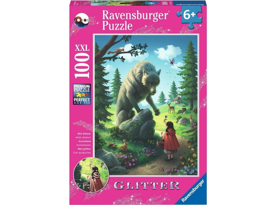 RAVENSBURGER Třpytivé puzzle Karkulka a vlk XXL 100 dílků