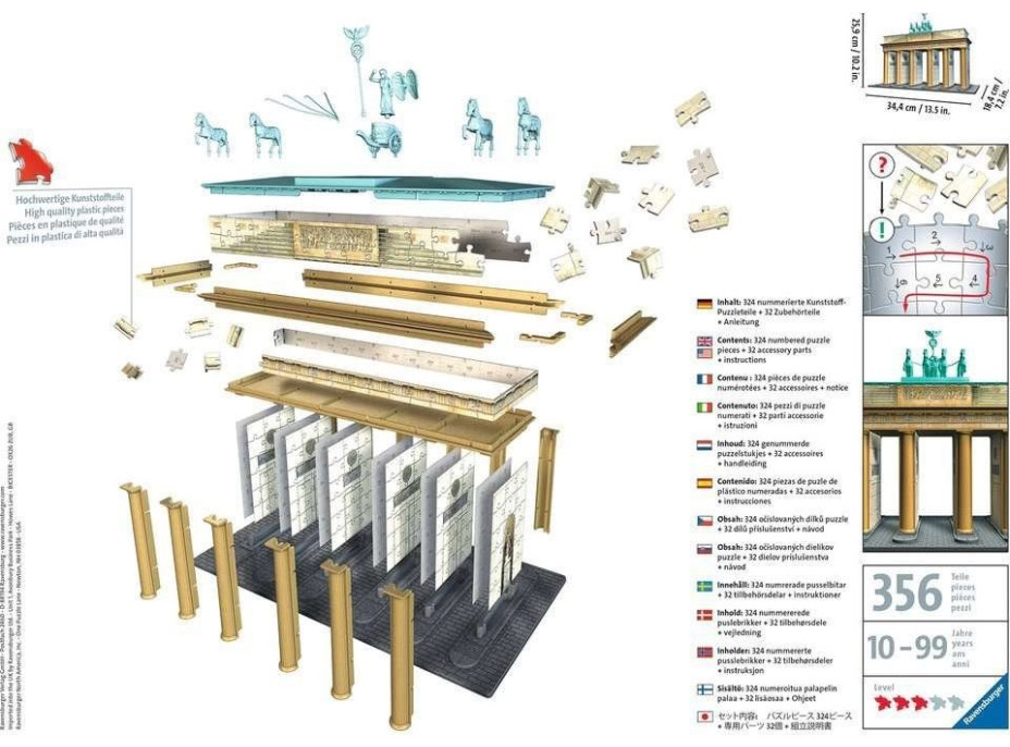 RAVENSBURGER 3D puzzle Braniborská brána, Berlín 324 dílků
