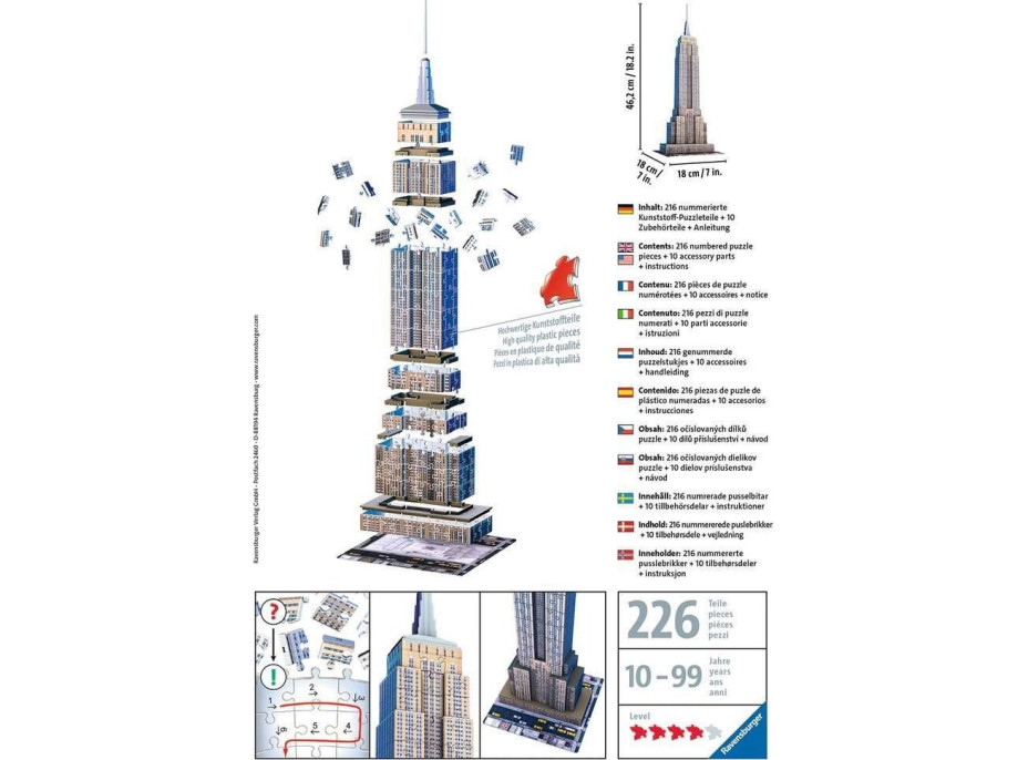 RAVENSBURGER 3D puzzle Empire State Building, New York 216 dílků