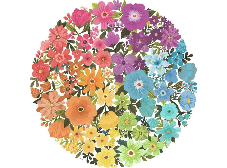 RAVENSBURGER Kulaté puzzle Kruh barev: Květiny 500 dílků