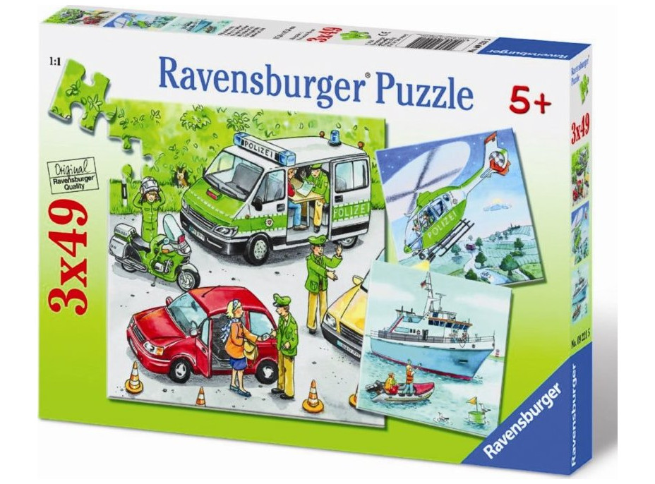 RAVENSBURGER Puzzle Policie v akci 3x49 dílků