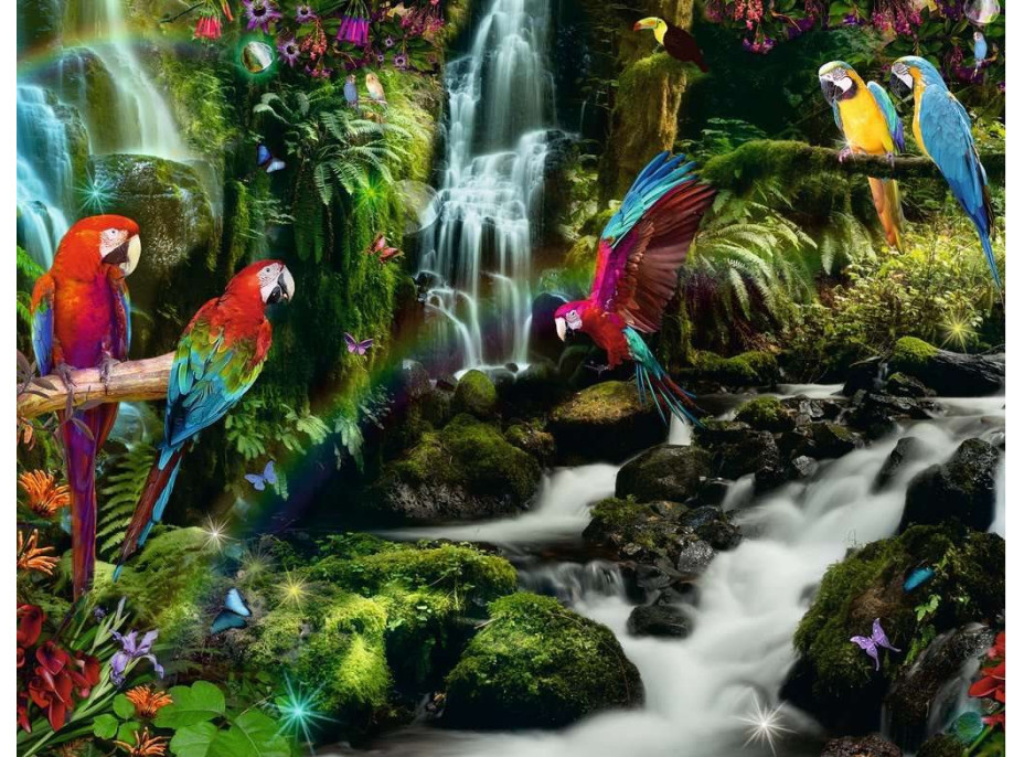 RAVENSBURGER Puzzle Barevní papoušci v džungli 2000 dílků
