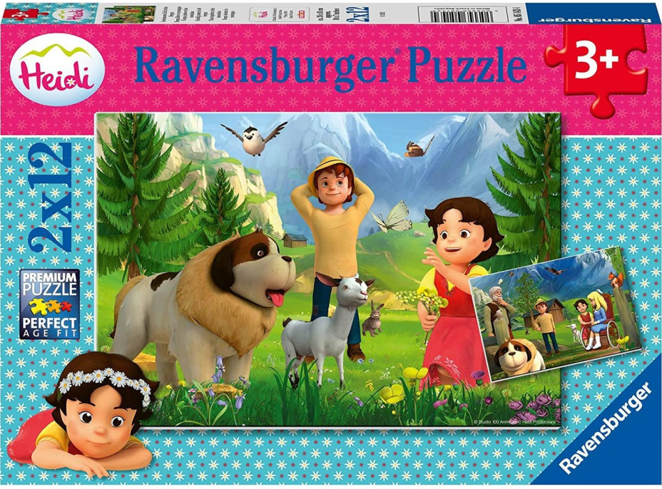 RAVENSBURGER Puzzle Heidi: Společný čas na horách 2x12 dílků