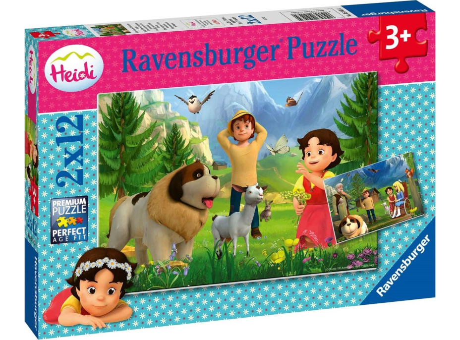 RAVENSBURGER Puzzle Heidi: Společný čas na horách 2x12 dílků