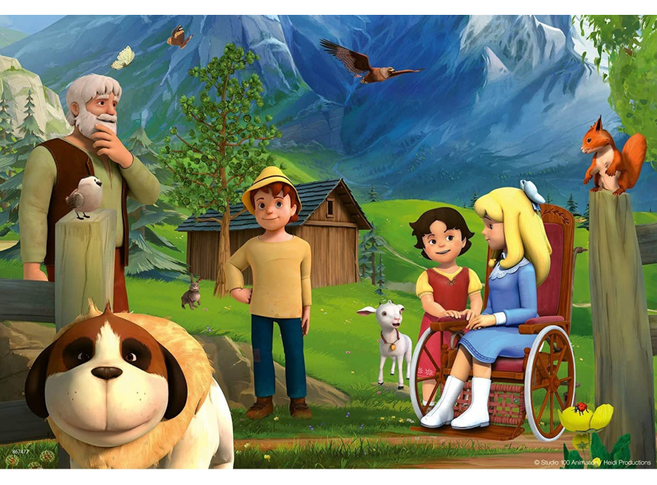 RAVENSBURGER Puzzle Heidi: Společný čas na horách 2x12 dílků