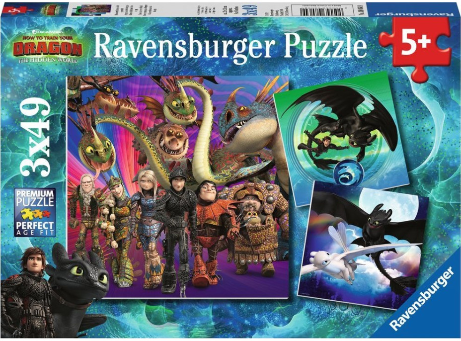 RAVENSBURGER Puzzle Jak vycvičit draka III 3x49 dílků