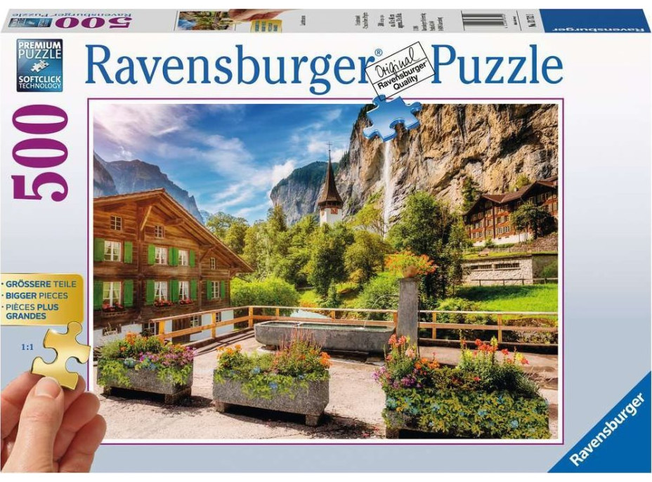 RAVENSBURGER Puzzle Lauterbrunnen, Švýcarsko XXL 500 dílků