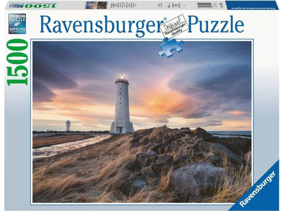 RAVENSBURGER Puzzle Magická atmosféra nad majákem Akranes, Island 1500 dílků