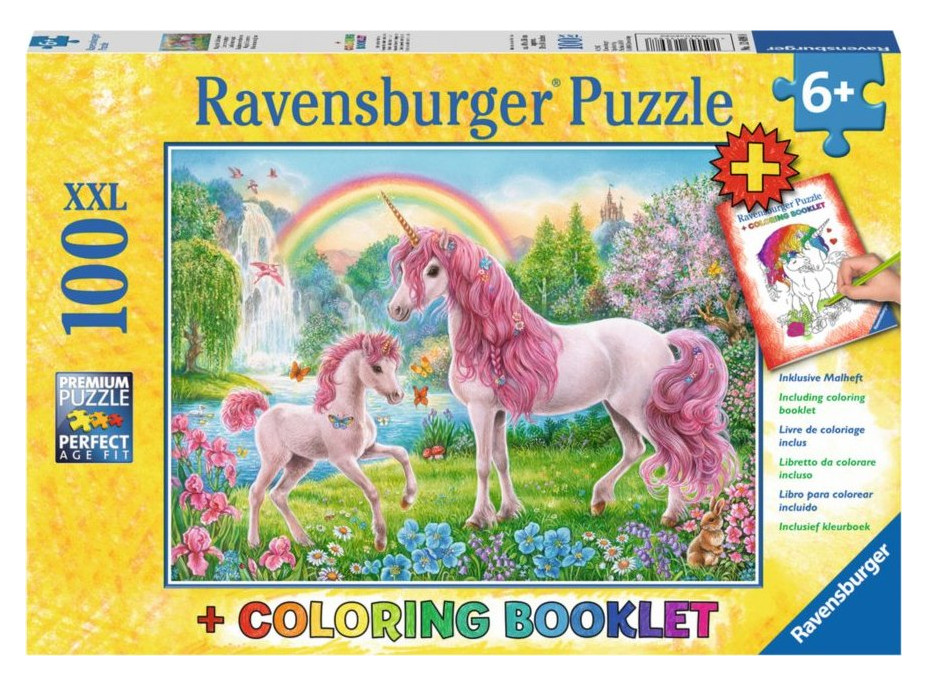 RAVENSBURGER Puzzle Magičtí jednorožci XXL 100 dílků + omalovánky