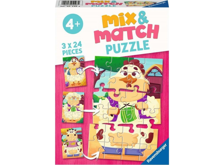 RAVENSBURGER Puzzle Mix&Match: Moji přátelé z farmy 3x24 dílků