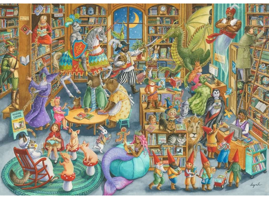 RAVENSBURGER Puzzle Půlnoc v knihovně 1000 dílků