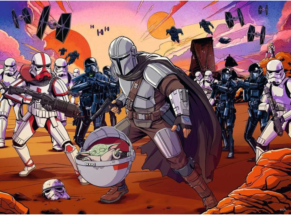 RAVENSBURGER Puzzle Star Wars - Mandalorian: Tváří v tvář XXL 200 dílků