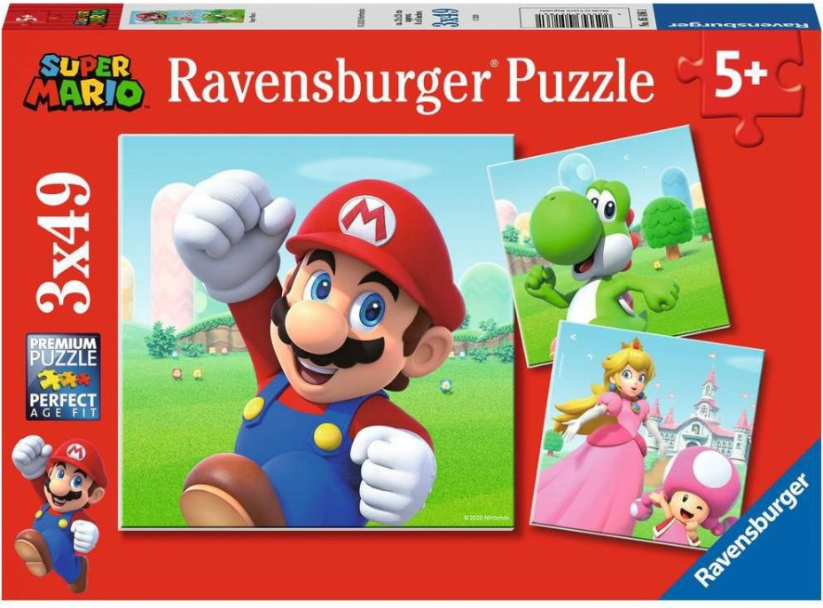 RAVENSBURGER Puzzle Super Mario 3x49 dílků