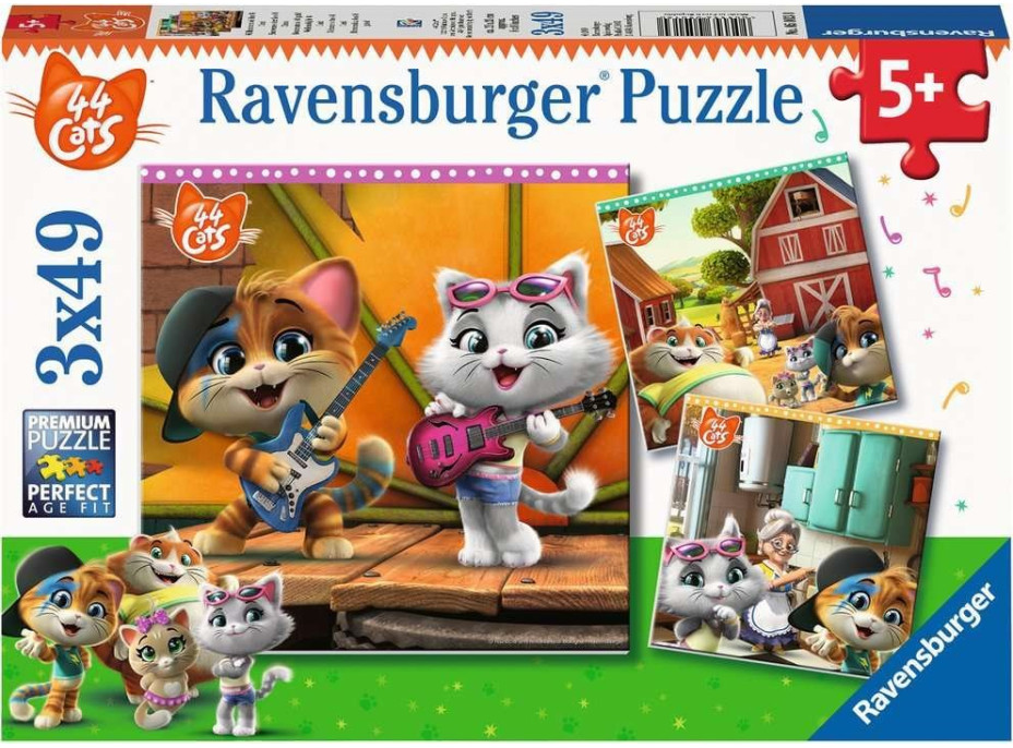 RAVENSBURGER Puzzle Vítejte u 44 koček 3x49 dílků