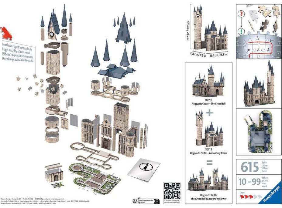 RAVENSBURGER 3D puzzle Harry Potter: Bradavice, Astronomická věž 615 dílků