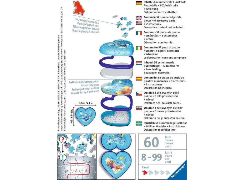 RAVENSBURGER 3D puzzle Srdce podmořský svět 54 dílků
