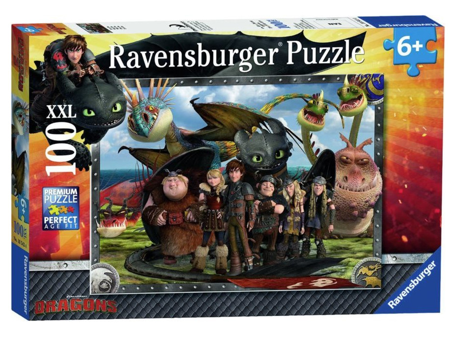 RAVENSBURGER Puzzle Jak vycvičit draka: Bezzubka a přátelé XXL 100 dílků