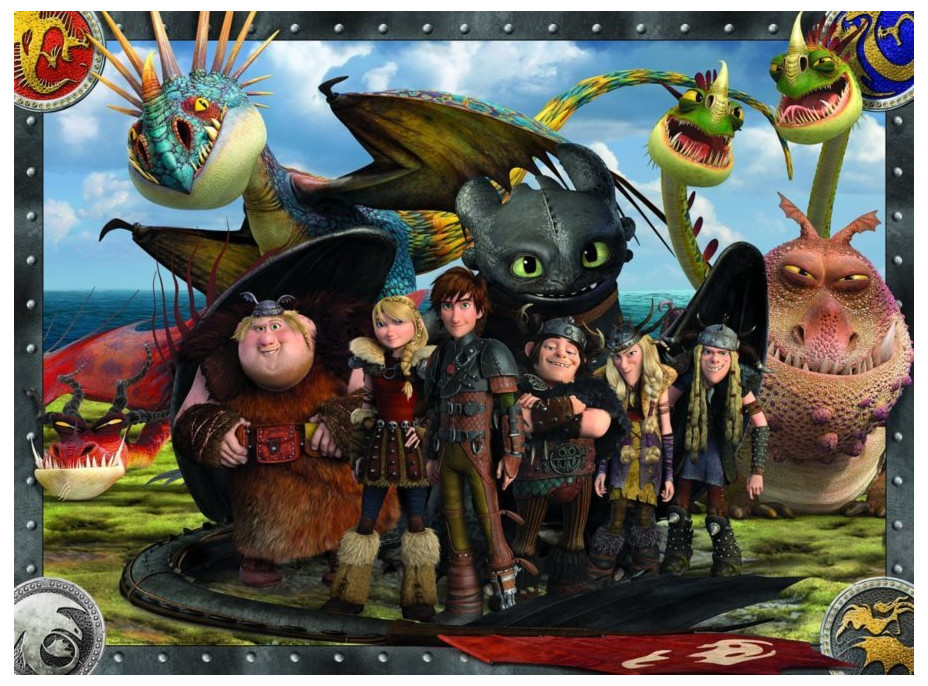 RAVENSBURGER Puzzle Jak vycvičit draka: Bezzubka a přátelé XXL 100 dílků