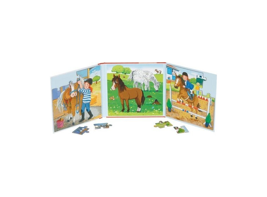 GOKI Magnetická puzzle kniha Jezdecká stáj 2x20 dílků