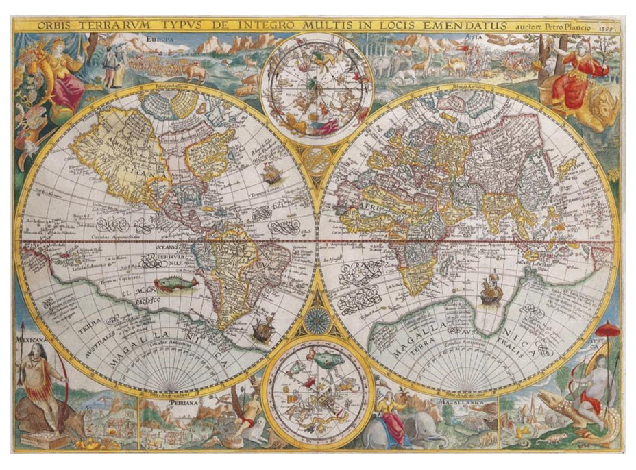 RAVENSBURGER Puzzle Mapa světa r.1594, 1500 dílků
