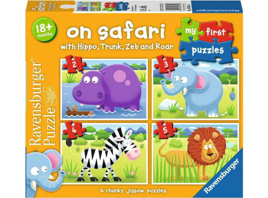 RAVENSBURGER Moje první puzzle: Na safari 4v1 (2,3,4,5 dílků)