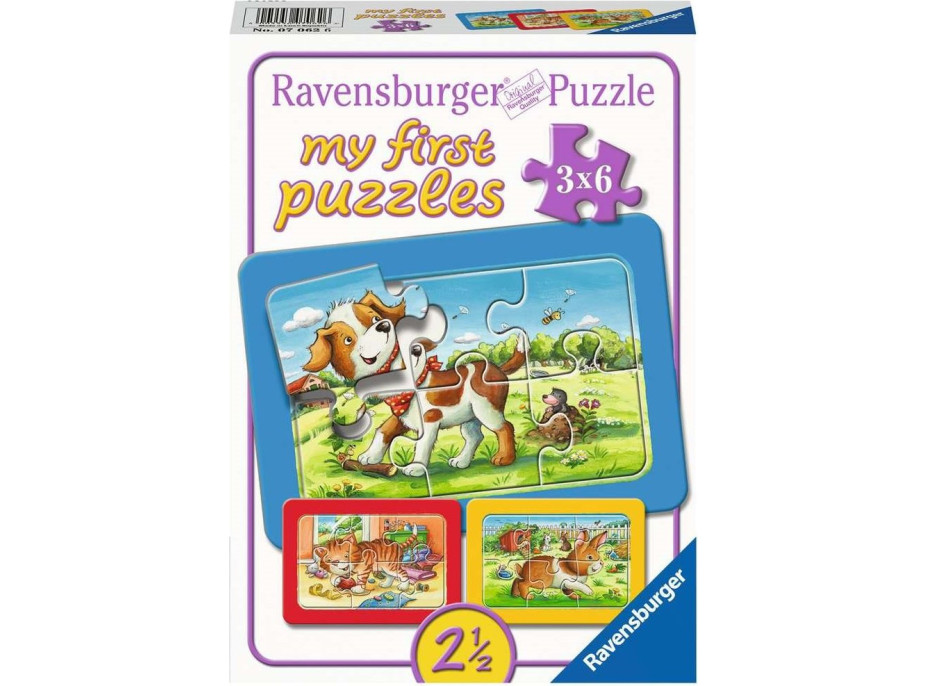 RAVENSBURGER Moje první puzzle Zvířecí kamarádi 3x6 dílků