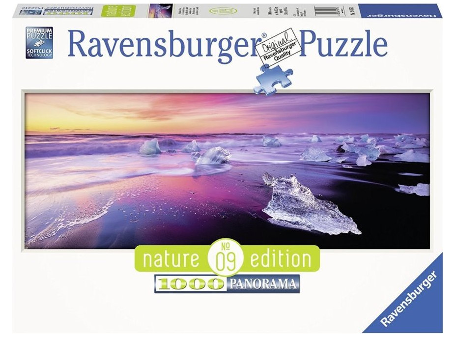 RAVENSBURGER Panoramatické puzzle Jezero Jökulsárlón, Island 1000 dílků
