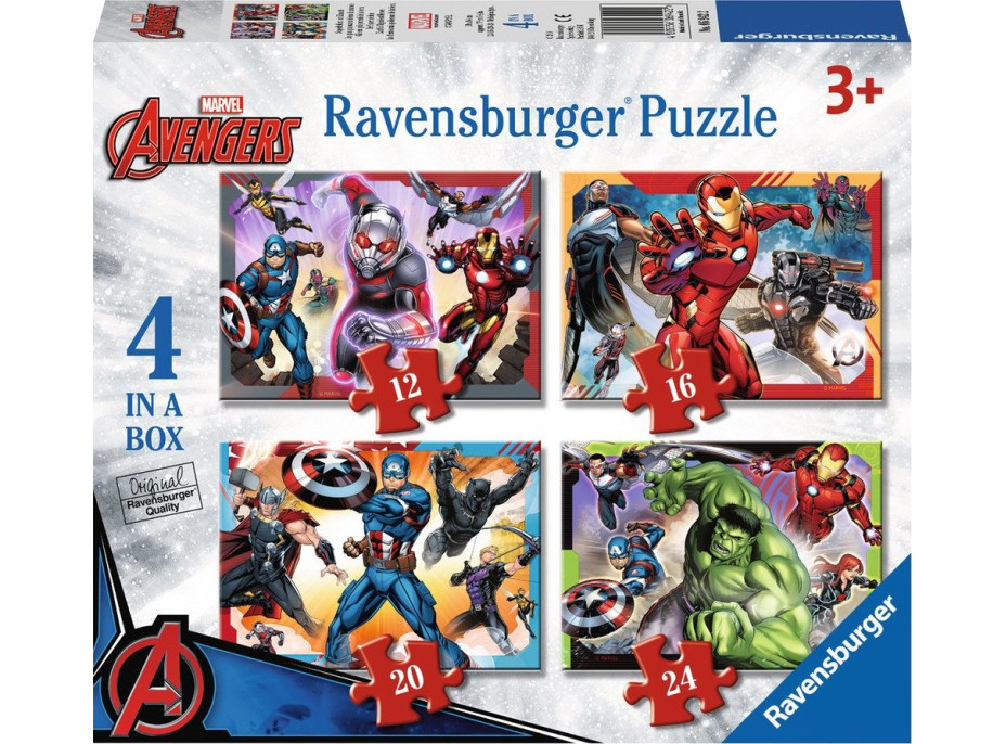 RAVENSBURGER Puzzle Avengers: Nejmocnější hrdinové země 4v1 (12,16,20,24 dílků)