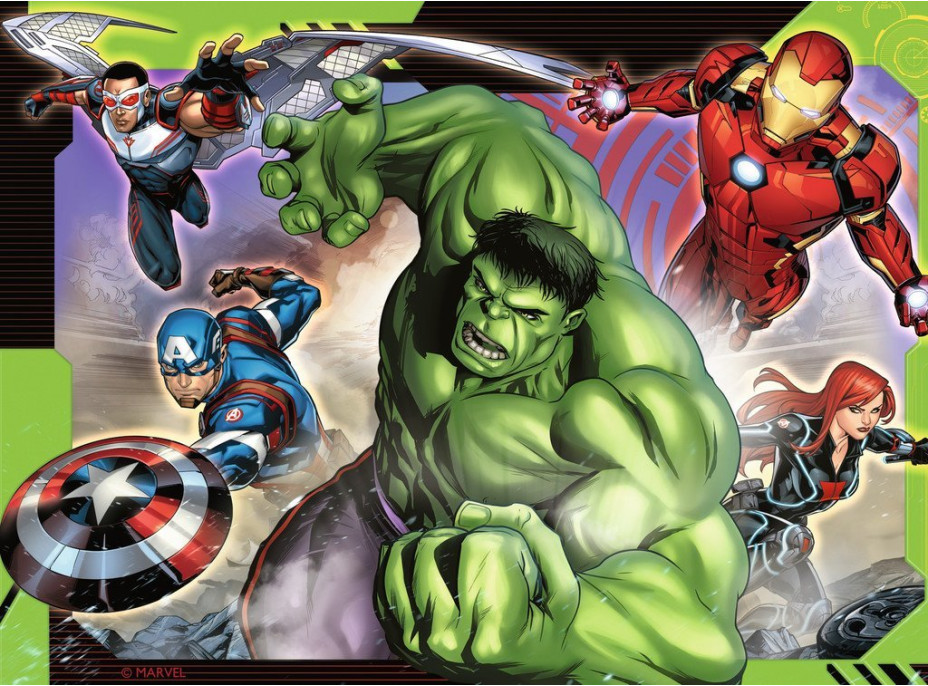 RAVENSBURGER Puzzle Avengers: Nejmocnější hrdinové země 4v1 (12,16,20,24 dílků)
