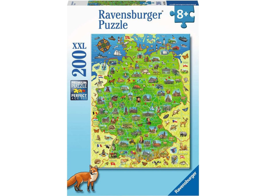 RAVENSBURGER Puzzle Barevná mapa Německa XXL 200 dílků