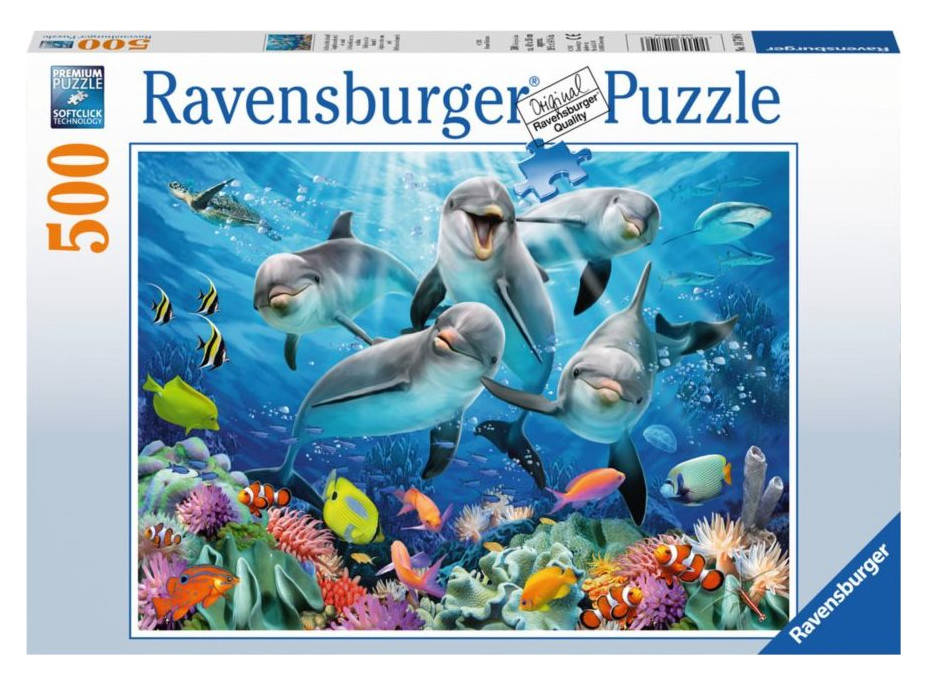 RAVENSBURGER Puzzle Delfíni u korálového útesu 500 dílků