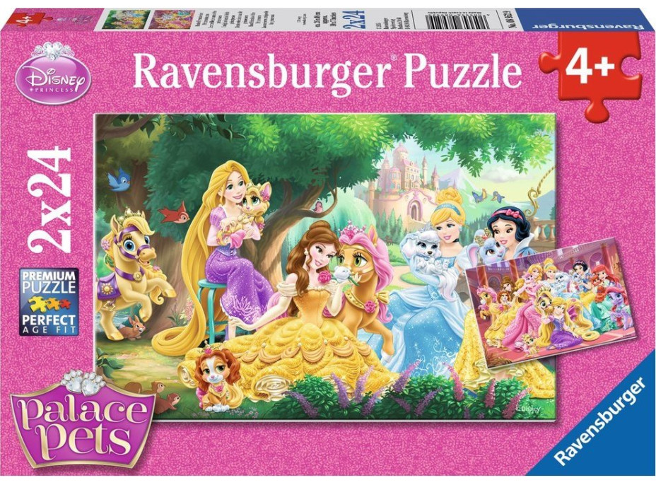 RAVENSBURGER Puzzle Disney princezny a jejich mazlíčci 2x24 dílků