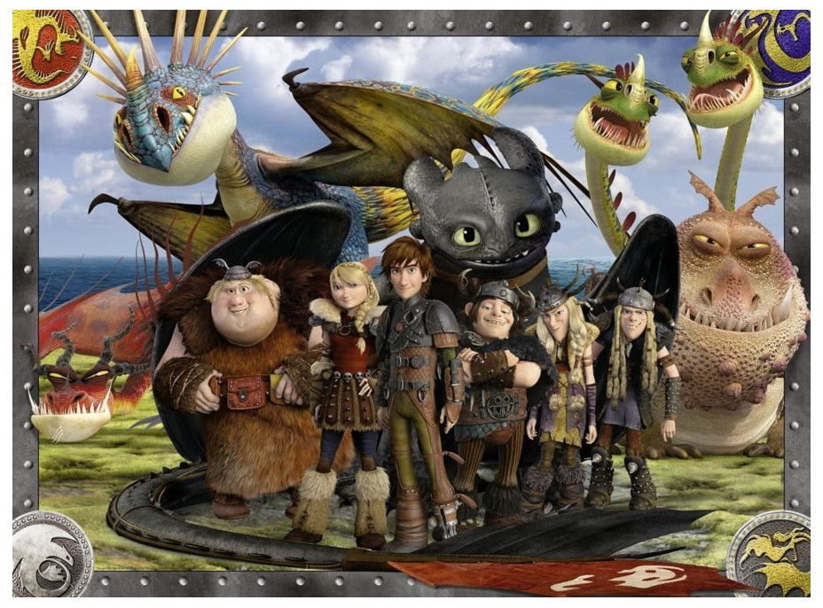 RAVENSBURGER Puzzle Jak vycvičit draka: Bezzubka a přátelé XXL 100 dílků