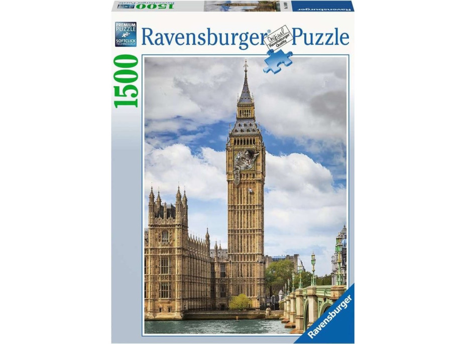 RAVENSBURGER Puzzle Kočka na Big Benu 1500 dílků
