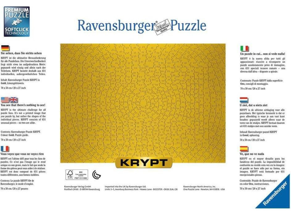 RAVENSBURGER Puzzle Krypt Gold 631 dílků