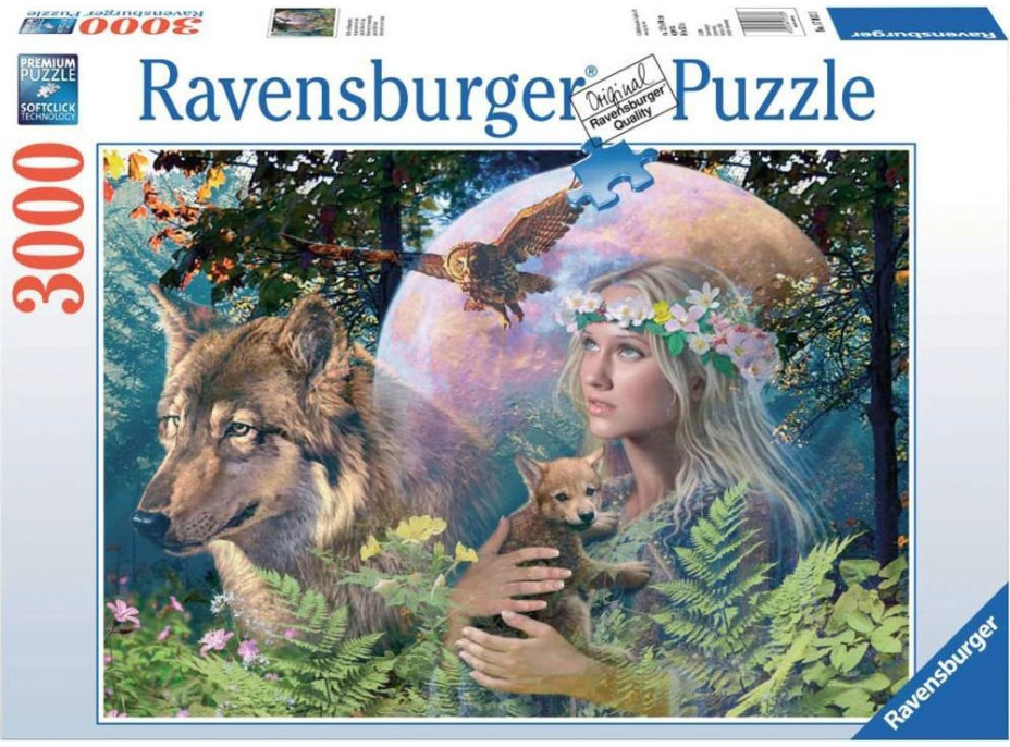 RAVENSBURGER Puzzle Lesní paní - Vlk ve svitu měsíce 3000 dílků
