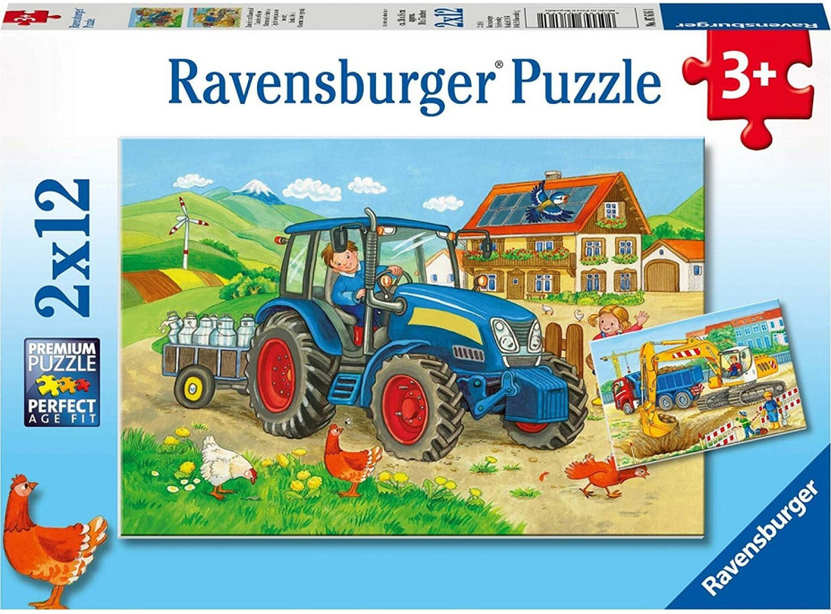 RAVENSBURGER Puzzle Na staveništi 2x12 dílků