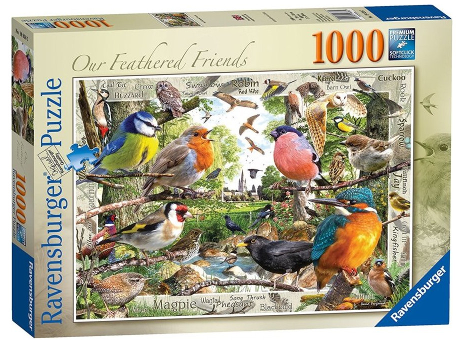 RAVENSBURGER Puzzle Naši opeření přátelé 1000 dílků