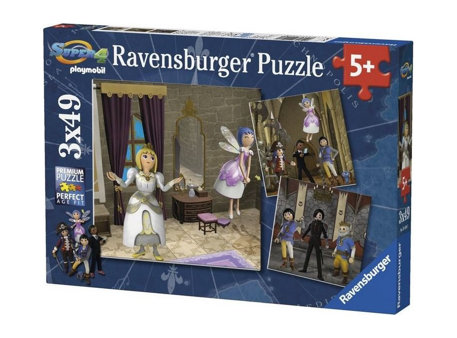 RAVENSBURGER Puzzle Playmobil Královská svatba 3x49 dílků
