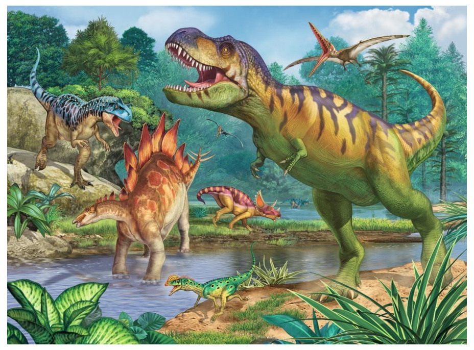 RAVENSBURGER Puzzle Pravěký svět dinosaurů XXL 100 dílků + omalovánky