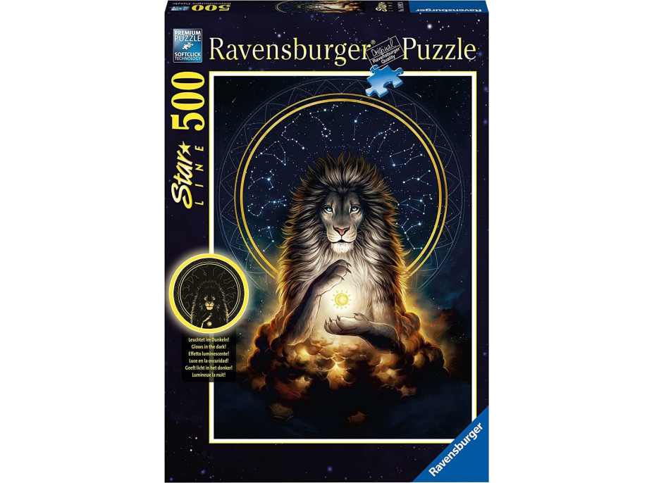 RAVENSBURGER Svítící puzzle Zářící lev 500 dílků