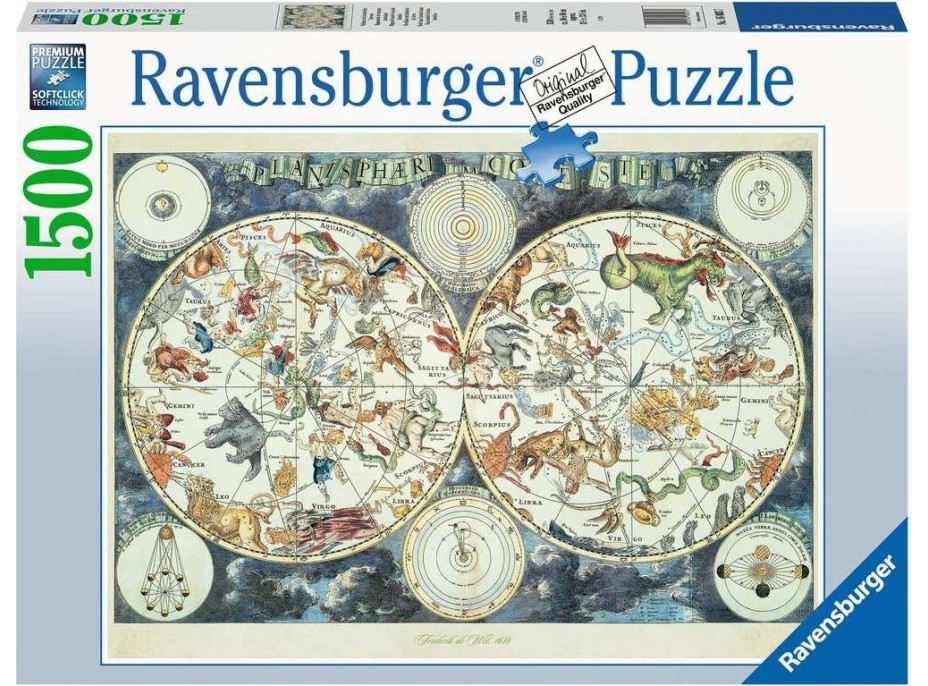 RAVENSBURGER Puzzle Světová mapa fantastických zvířat 1500 dílků