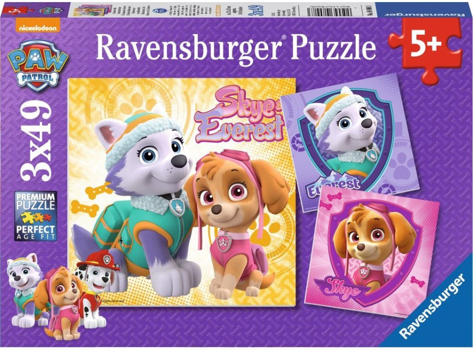 RAVENSBURGER Puzzle Tlapková patrola: Dívčí síla 3x49 dílků