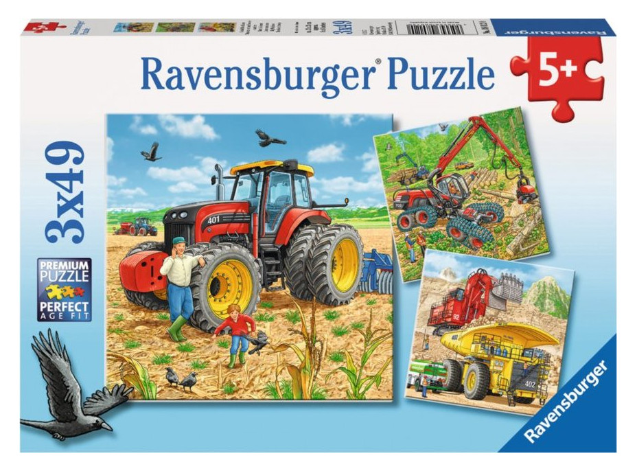 RAVENSBURGER Puzzle Velké stroje 3x49 dílků